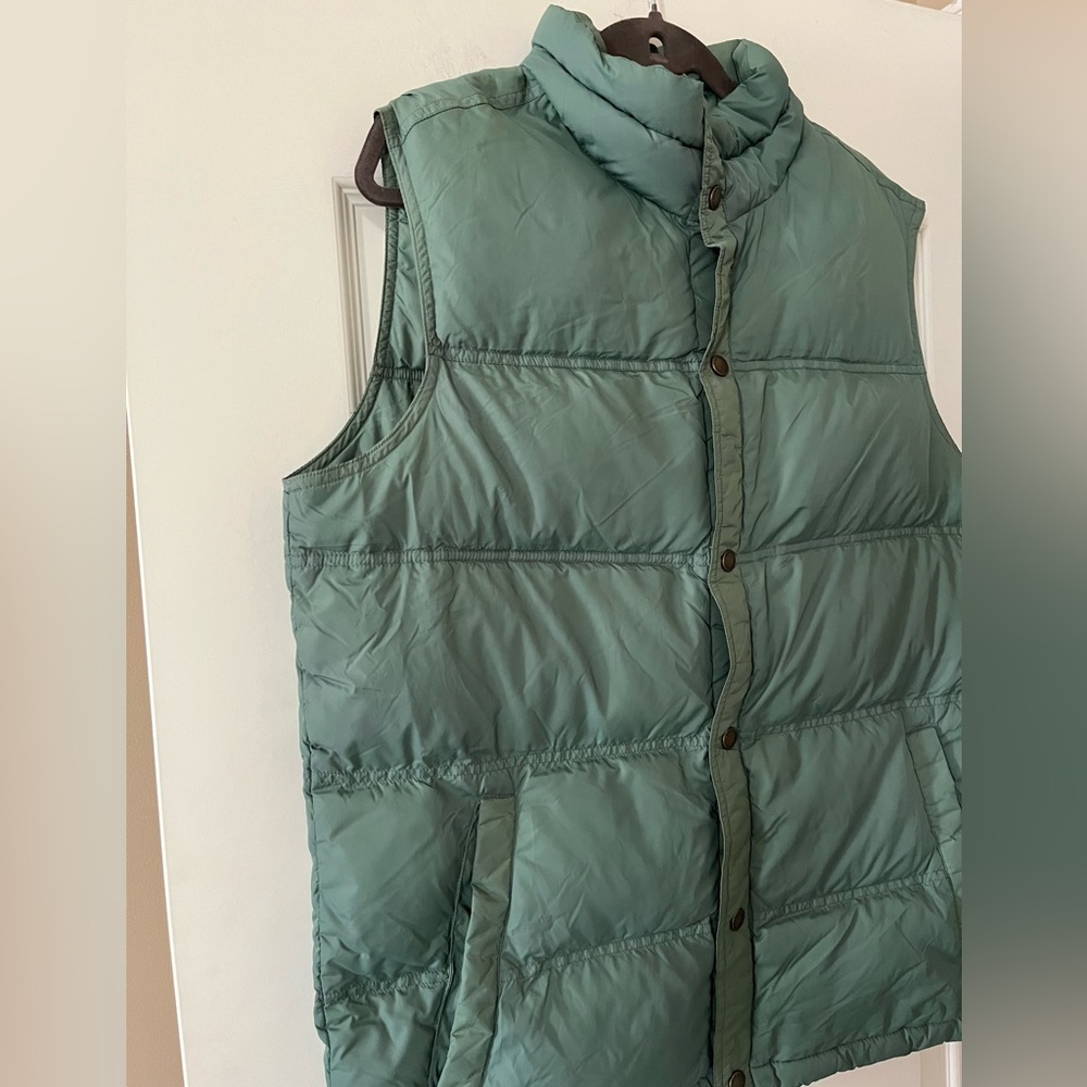 Men’s Lands' End Olive Quilted Jacket Feather Down Vest Size Medium - Picture 10 of 15